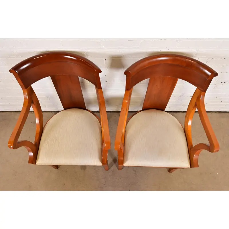 Baker Furniture Regency Solid Cherry Wood Armchairs, Pair - Image 5