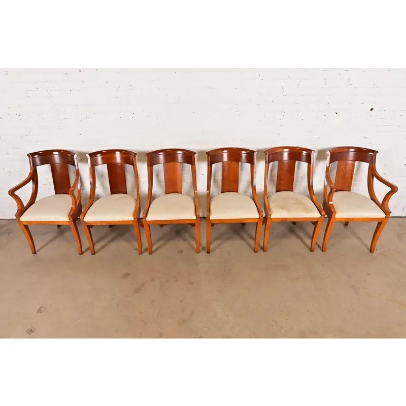 Baker Furniture Regency Solid Cherry Wood Dining Chairs, Set of Six - Image 5