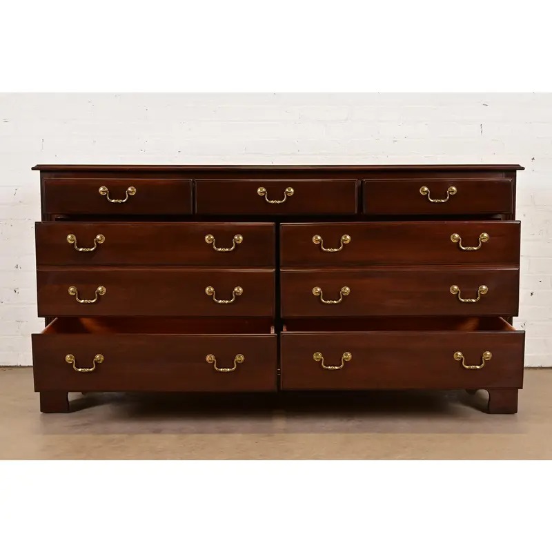 Ethan Allen Georgian Solid Cherry Wood Dresser or Credenza - Image 5