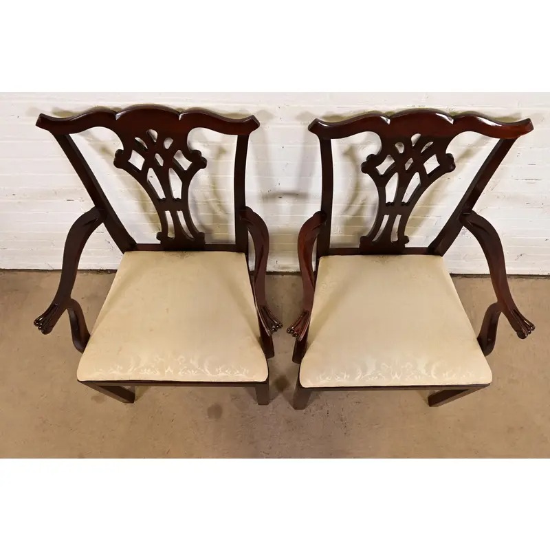 Kindel Furniture Georgian Carved Mahogany Armchairs, Pair - Image 5