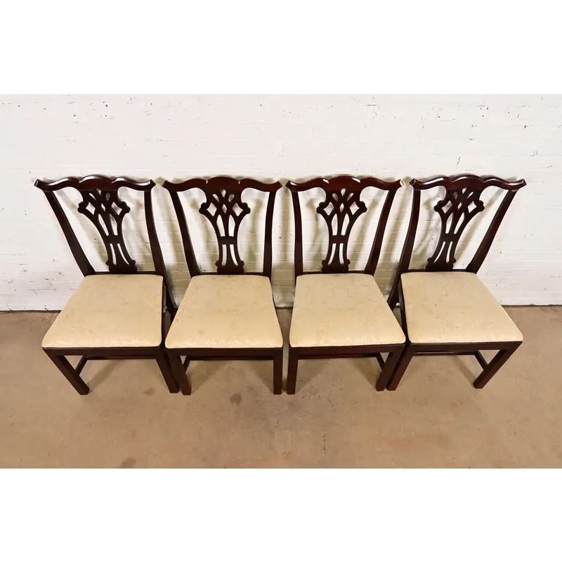 Kindel Furniture Georgian Carved Mahogany Dining Chairs, Set of Four - Image 5