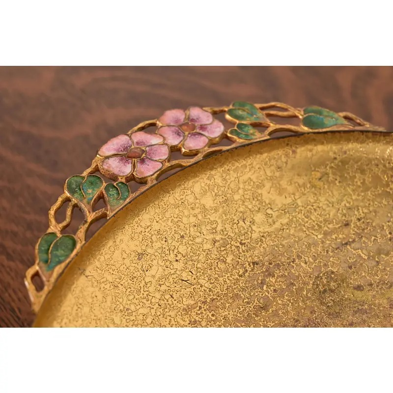 Louis Comfort Tiffany Furnaces Favrile Bronze Doré and Enamel Footed Centerpiece Bowl or Tazza - Image 5