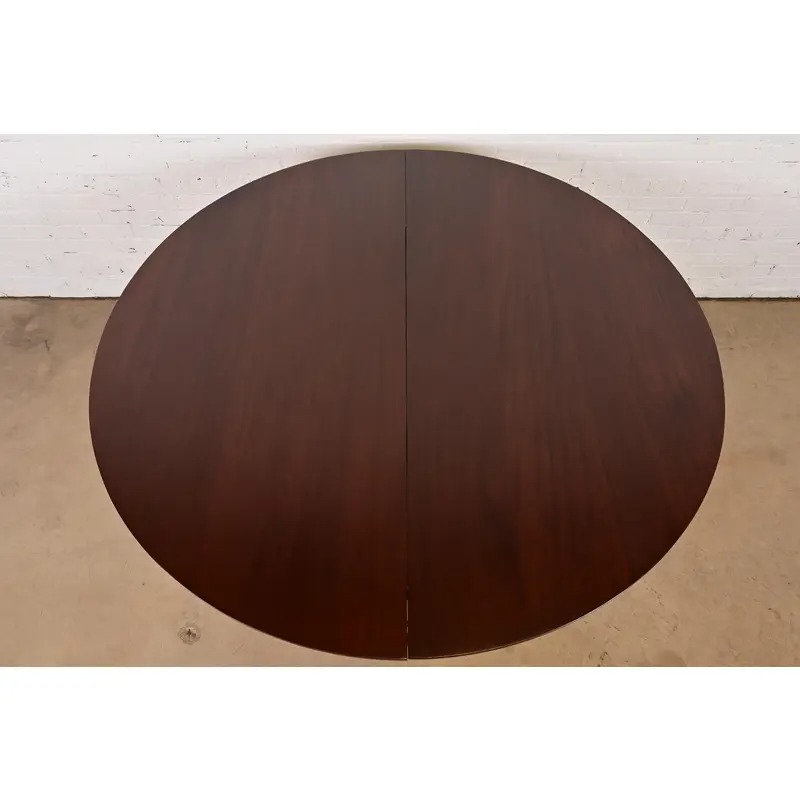 R. J. Horner Style Antique American Empire Monumental Carved Mahogany Pedestal Extension Dining Table, Newly Refinished - Image 5