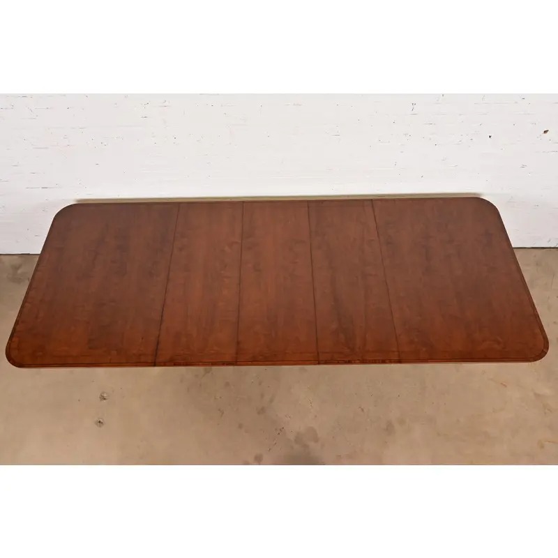Baker Furniture Georgian Banded Mahogany Double Pedestal Extension Dining Table, Newly Refinished - Image 6