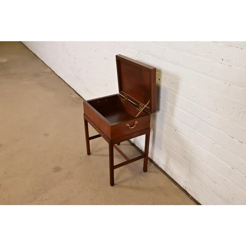 Baker Furniture Georgian Inlaid Mahogany Chest on Stand Side Table - Image 6