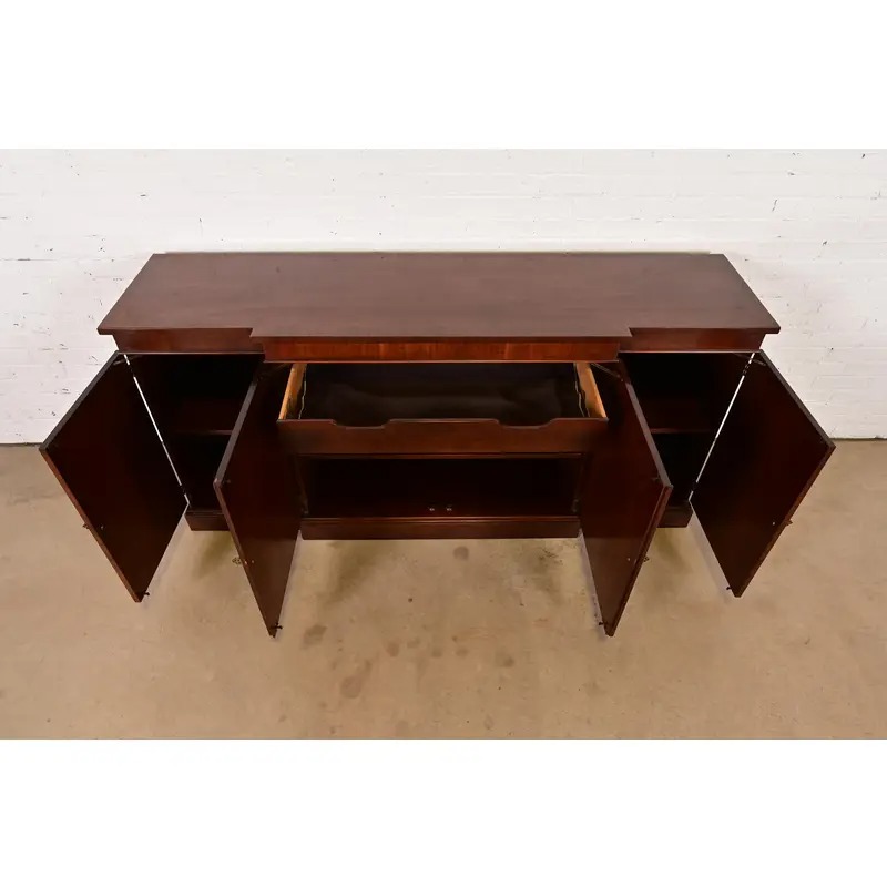 Baker Furniture Historic Charleston Georgian Inlaid Mahogany Breakfront Sideboard or Bar Cabinet - Image 6