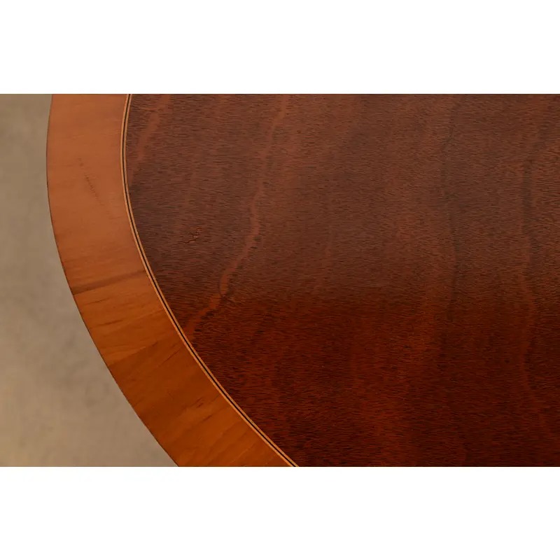 Baker Furniture Style Georgian Banded Mahogany Pedestal Coffee Table - Image 6