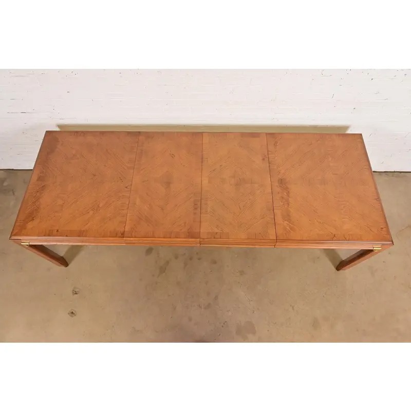 Drexel Heritage Mid-Century Hollywood Regency Campaign Walnut Extension Dining Table, Newly Refinished - Image 6