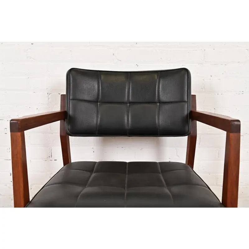Jens Risom Style Mid-Century Modern Sculpted Walnut Lounge Chairs, Pair - Image 6