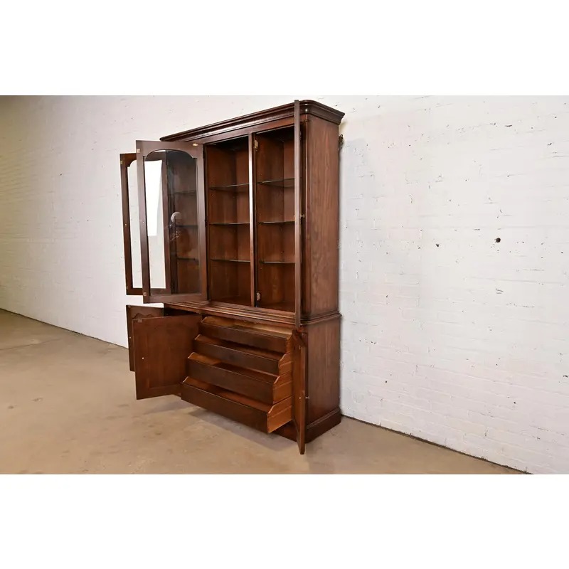 Kindel Furniture French Louis Philippe Lighted Breakfront Bookcase Cabinet - Image 6