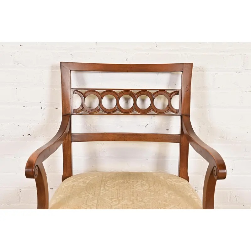 Kindel Furniture Regency Carved Cherry Wood Armchairs, Pair - Image 6