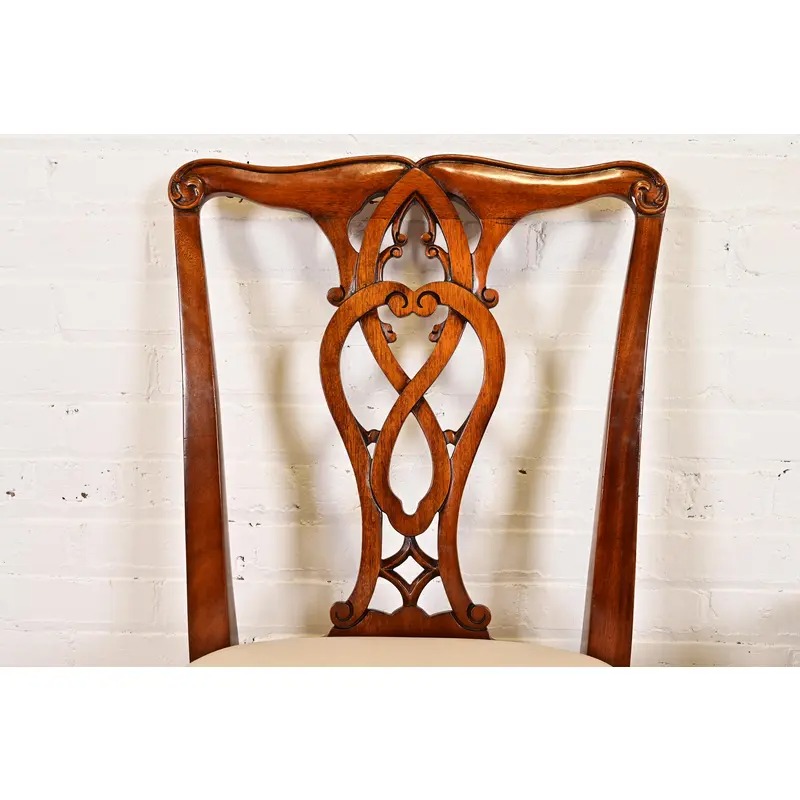 Maitland Smith Georgian Carved Mahogany Side Chairs or Dining Chairs, Pair - Image 6