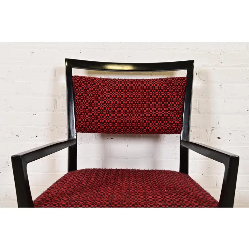 Paul McCobb Connoisseur Collection Black Lacquered Mahogany and Brass Armchairs, Pair - Image 6