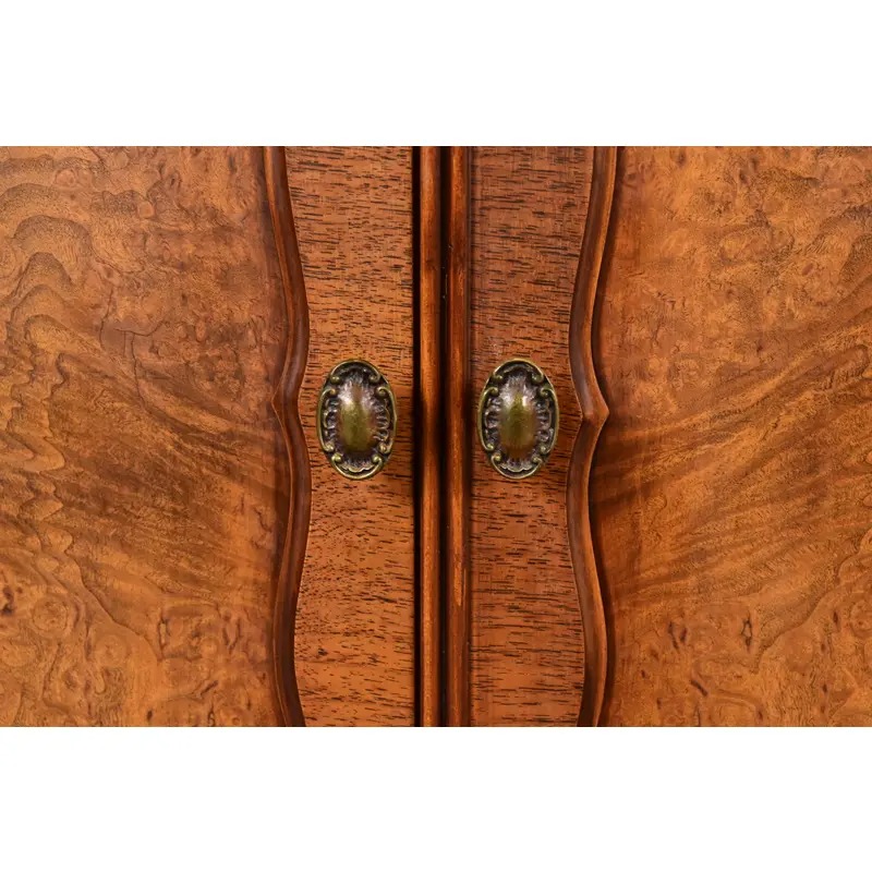 Romweber Chippendale Burl Wood Demilune Cabinet or Console Table, Circa 1920s - Image 6