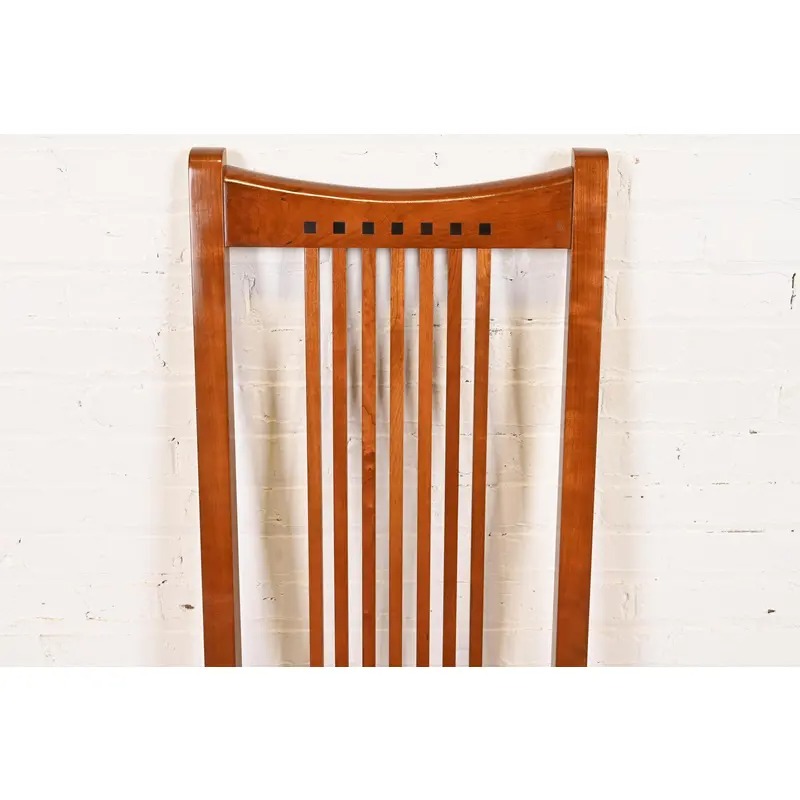 Stickley Mission Arts & Crafts Cherry Wood High Back Spindle Side Chairs or Dining Chairs, Pair - Image 6