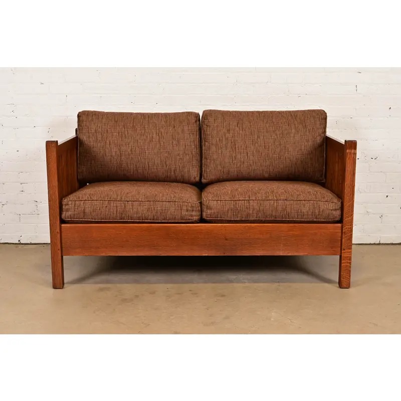 Stickley Mission Oak Arts & Crafts Spindle Settle Sofa - Image 6