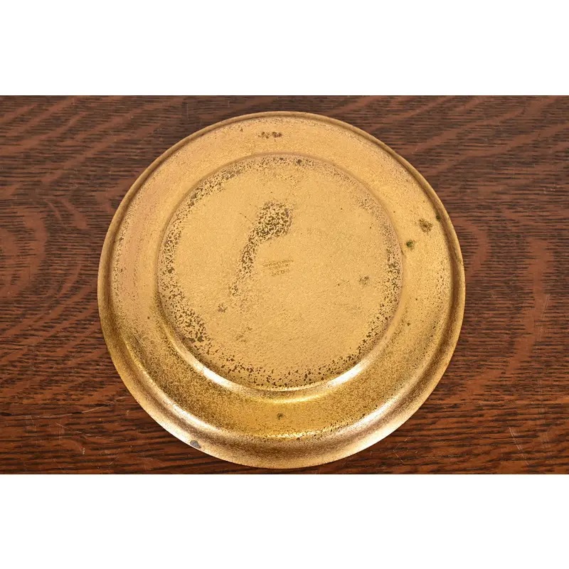Tiffany Studios New York Bronze Doré Shallow Bowl or Tray With Decorative Border - Image 6