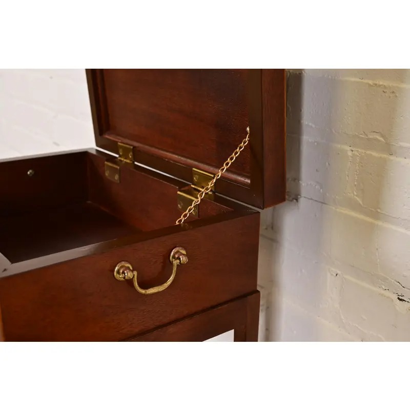 Baker Furniture Georgian Inlaid Mahogany Chest on Stand Side Table - Image 7