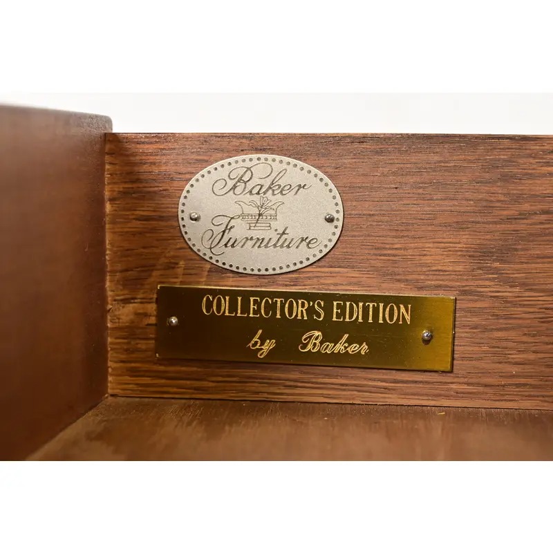 Baker Furniture Mid-Century Hollywood Regency Campaign Satinwood Desk or Executive Credenza, Circa 1960s - Image 7