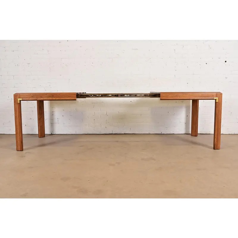 Drexel Heritage Mid-Century Hollywood Regency Campaign Walnut Extension Dining Table, Newly Refinished - Image 7