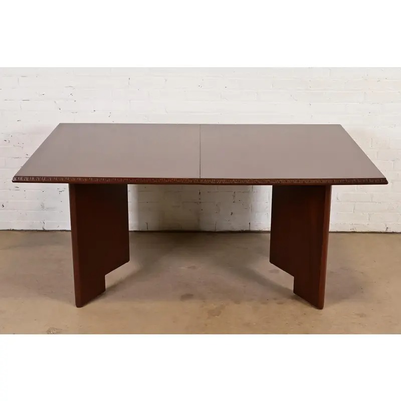 Frank Lloyd Wright for Heritage-Henredon Taliesin Mahogany Extension Dining Table, Newly Refinished - Image 7