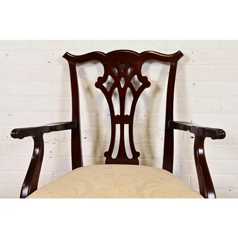Kindel Furniture Georgian Carved Mahogany Dining Chairs, Set of Eight - Image 7