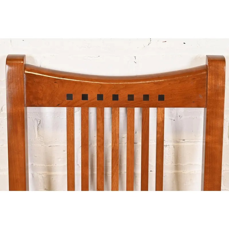 Stickley Mission Arts & Crafts Cherry Wood High Back Spindle Side Chairs or Dining Chairs, Pair - Image 7