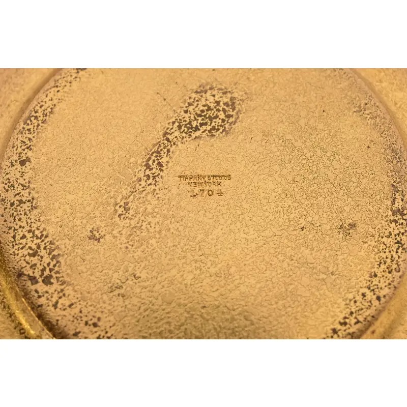 Tiffany Studios New York Bronze Doré Shallow Bowl or Tray With Decorative Border - Image 7