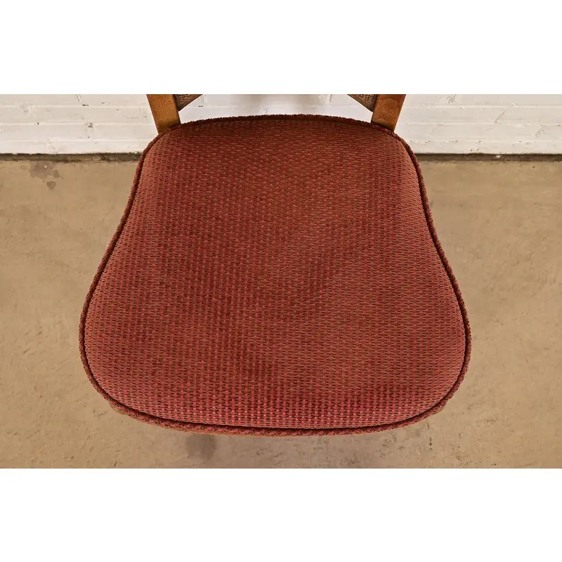 William Doezema for Mastercraft Mid-Century Modern Hollywood Regency Burl Wood and Cane Back Dining Chairs, Set of Four - Image 7