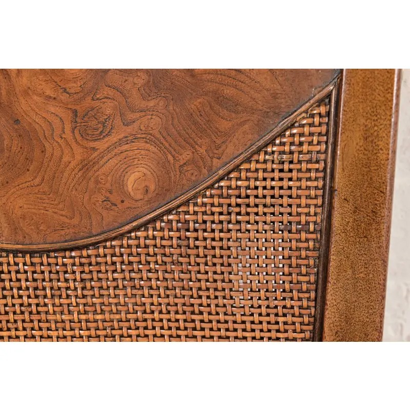 William Doezema for Mastercraft Mid-Century Modern Hollywood Regency Burl Wood and Cane Back Side Chairs or Dining Chairs, Pair - Image 7