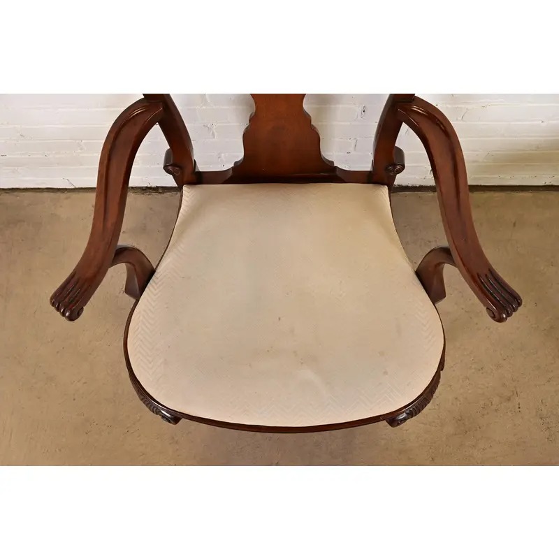 Baker Furniture Georgian Carved Mahogany Dining Chairs, Set of Six - Image 8