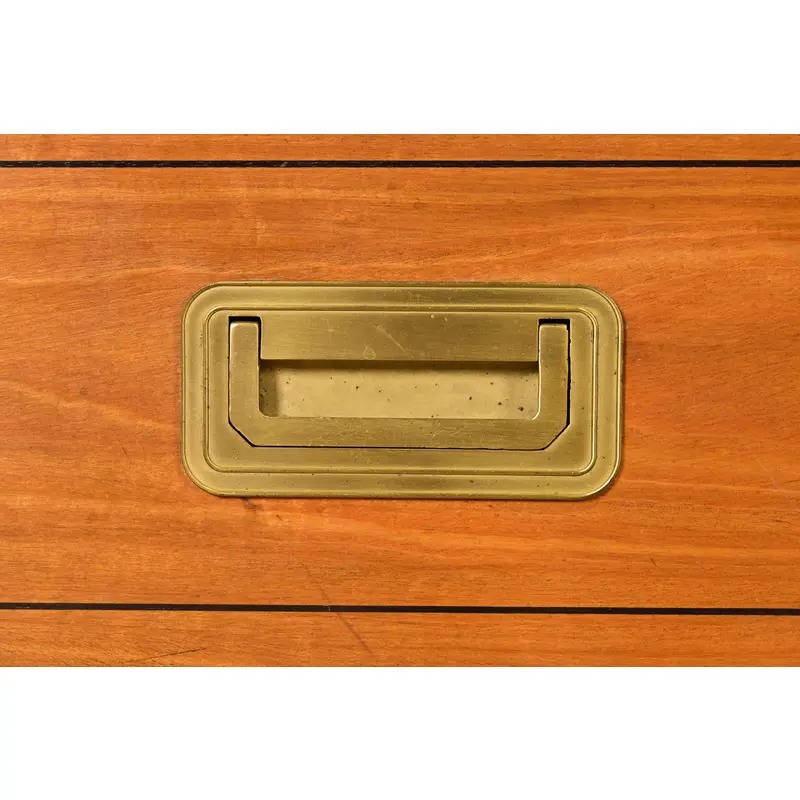 Baker Furniture Mid-Century Hollywood Regency Campaign Satinwood Desk or Executive Credenza, Circa 1960s - Image 8