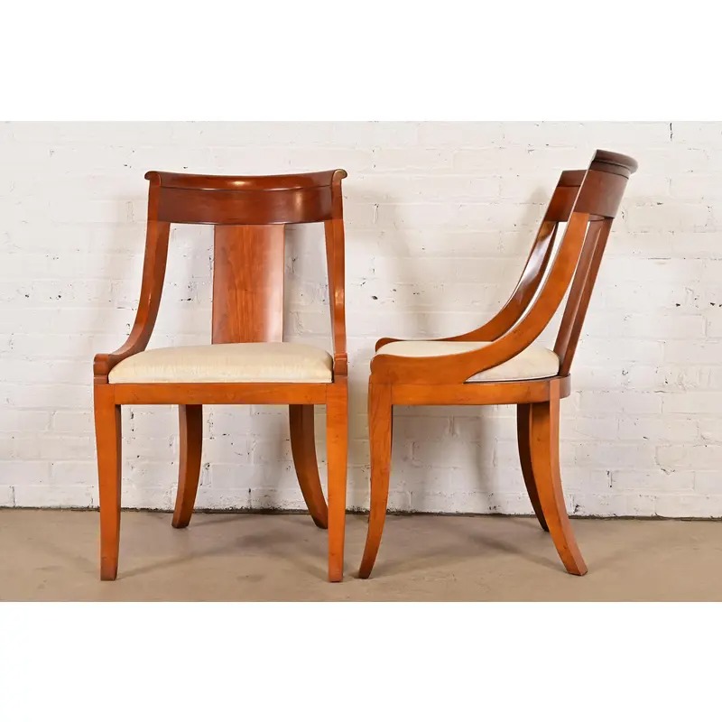 Baker Furniture Regency Solid Cherry Wood Side Chairs or Dining Chairs, Pair - Image 8