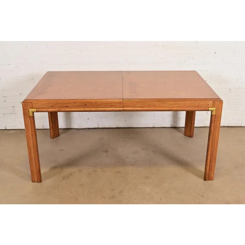 Drexel Heritage Mid-Century Hollywood Regency Campaign Walnut Extension Dining Table, Newly Refinished - Image 8