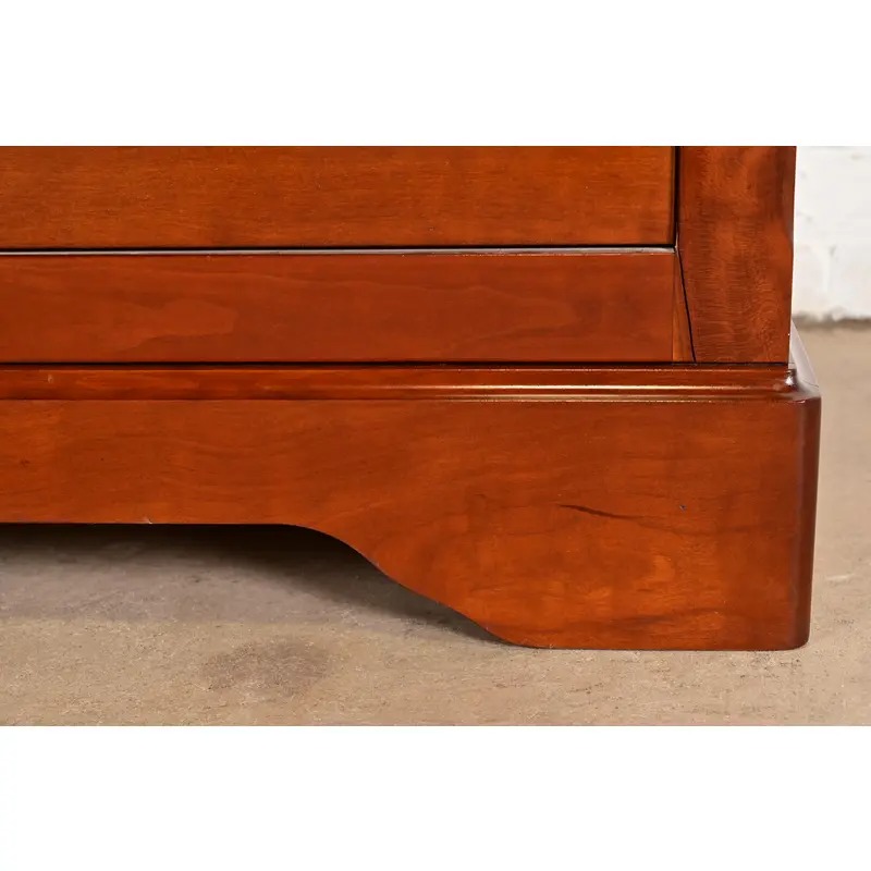 Grange French Louis Philippe Carved Cherry Wood Highboy Dresser or Chest of Drawers - Image 8
