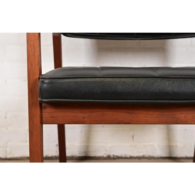 Jens Risom Style Mid-Century Modern Sculpted Walnut Lounge Chairs, Pair - Image 8