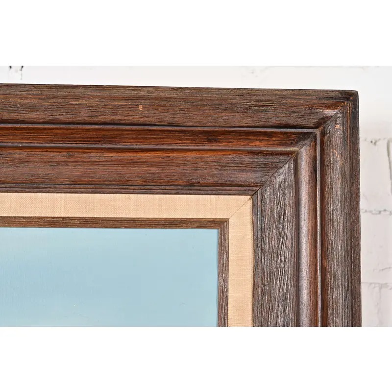 Original Artist Signed "Barn in Snowfall" Oil Painting on Canvas in Carved Wood Frame - Image 8