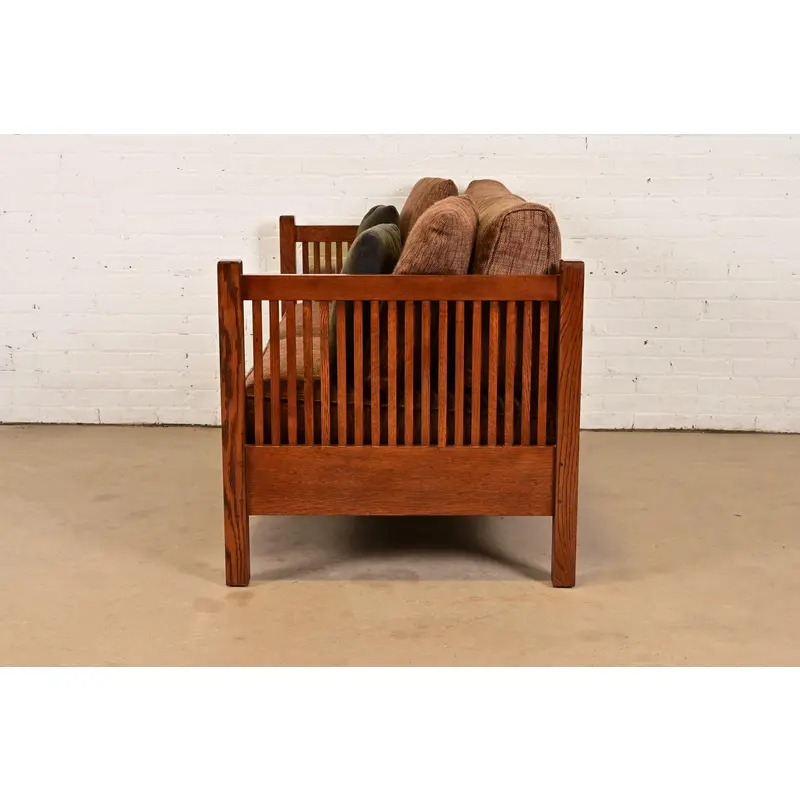 Stickley Mission Oak Arts & Crafts Spindle Settle Sofa - Image 8