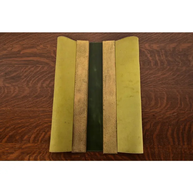 Tiffany Studios New York Bronze and Abalone Blotter Ends With Leather Desk Blotter - Image 8