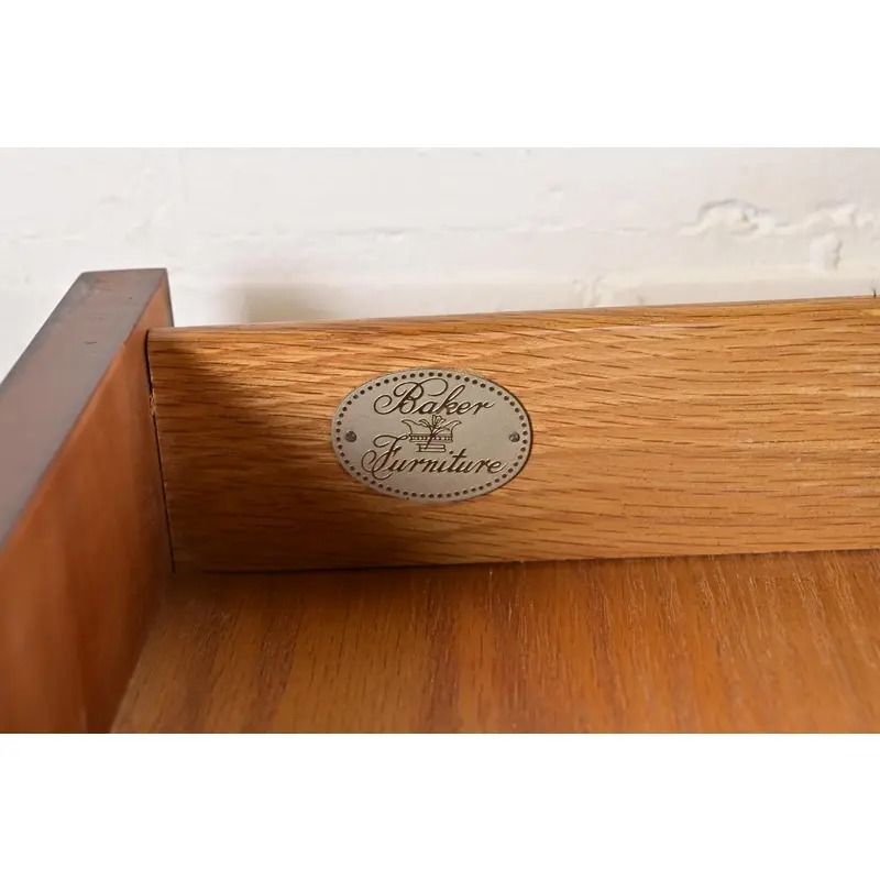 Baker Furniture French Regency Louis XVI Carved Cherry and Burl Wood Sideboard or Bar Cabinet - Image 9