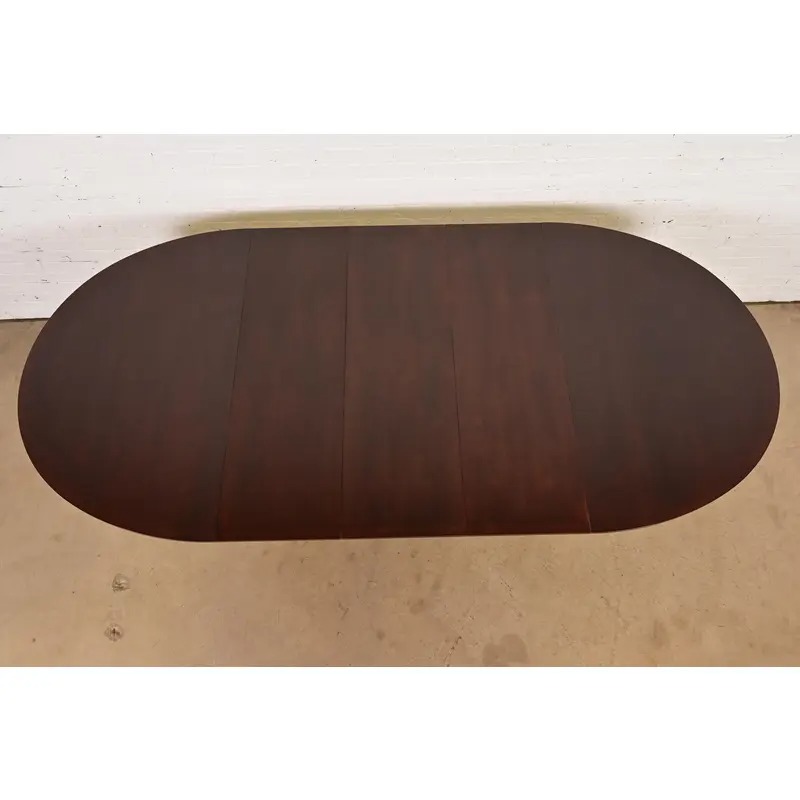 Baker Furniture Georgian Cherry Wood Pedestal Extension Dining Table, Newly Refinished - Image 9