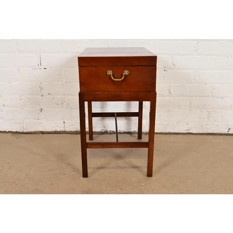 Baker Furniture Georgian Inlaid Mahogany Chest on Stand Side Table - Image 9