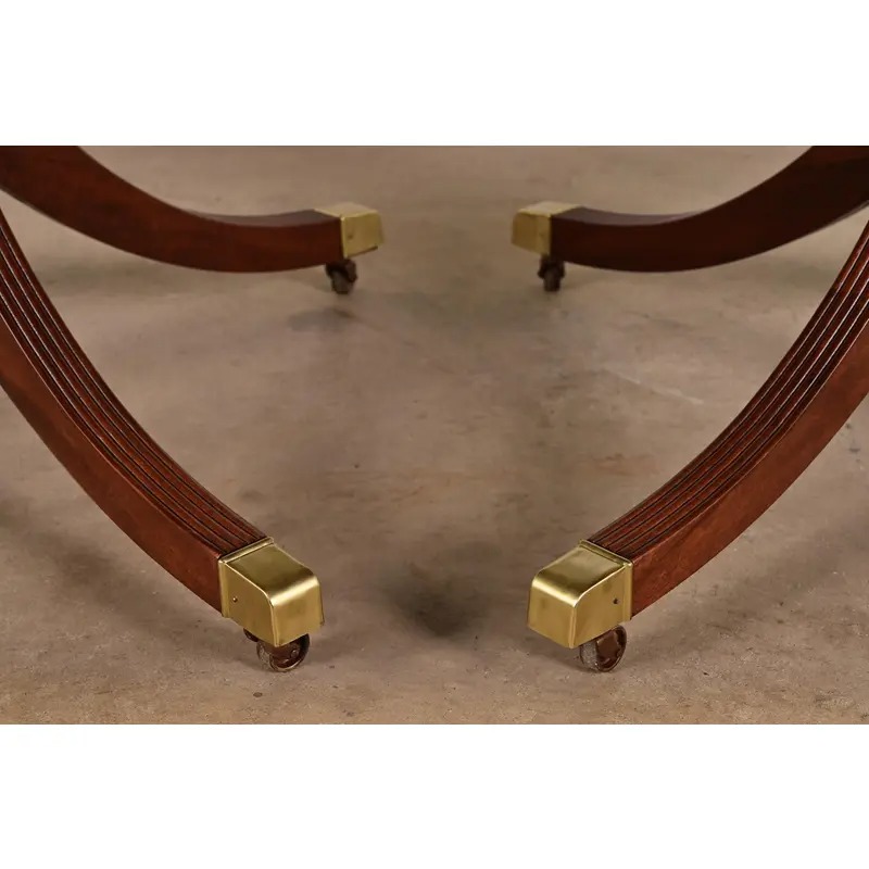 Baker Furniture Historic Charleston Georgian Banded Mahogany Double Pedestal Extension Dining Table, Newly Refinished - Image 9