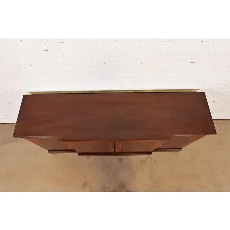 Baker Furniture Historic Charleston Georgian Inlaid Mahogany Breakfront Sideboard or Bar Cabinet - Image 9