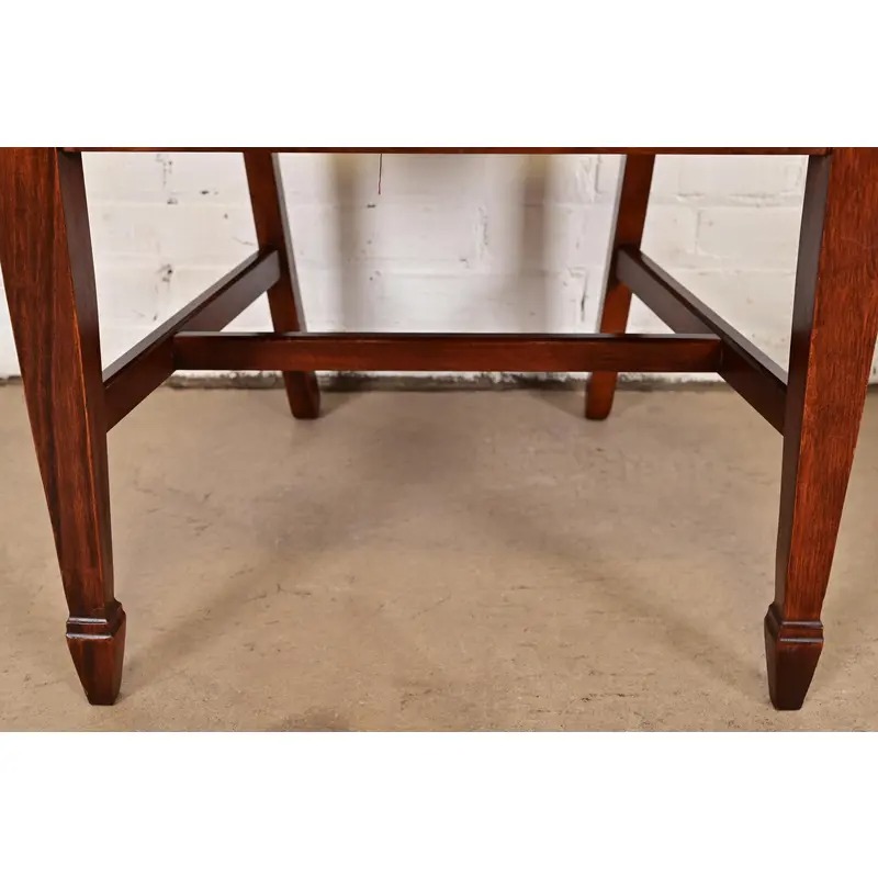 Baker Furniture Style Federal Mahogany Shield Back Dining Chairs, Pair - Image 9