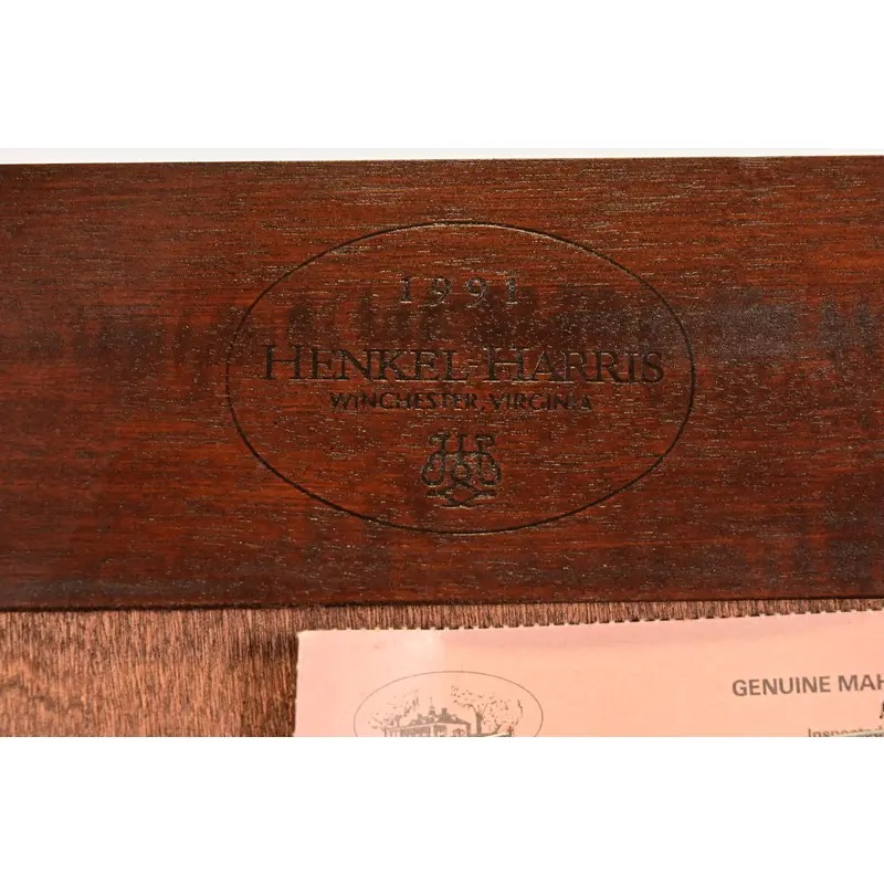 Henkel Harris Georgian Carved Mahogany Lighted Breakfront Bookcase Cabinet - Image 9