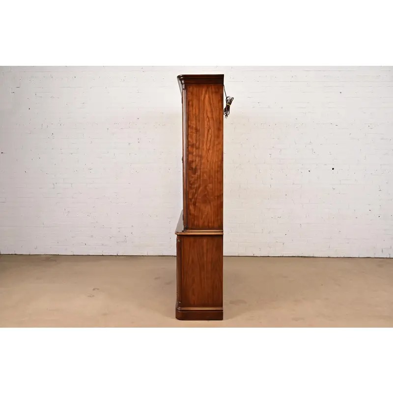 Kindel Furniture French Louis Philippe Lighted Breakfront Bookcase Cabinet - Image 9