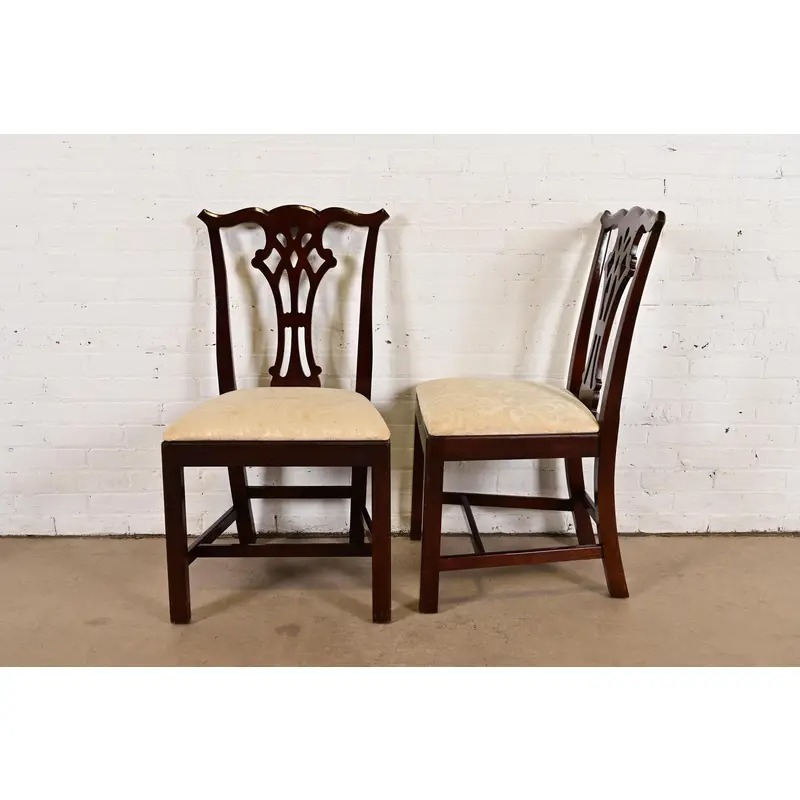 Kindel Furniture Georgian Carved Mahogany Dining Chairs, Set of Four - Image 9
