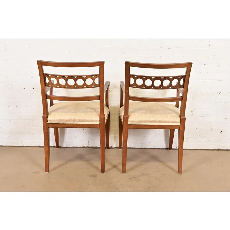 Kindel Furniture Regency Carved Cherry Wood Armchairs, Pair - Image 9