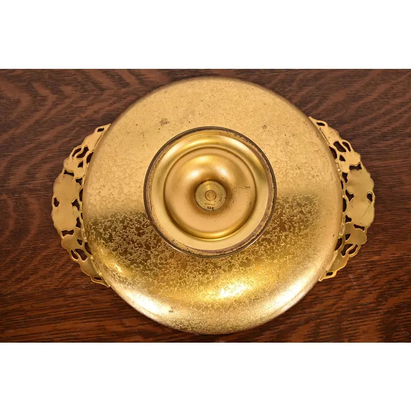 Louis Comfort Tiffany Furnaces Favrile Bronze Doré and Enamel Footed Centerpiece Bowl or Tazza - Image 9